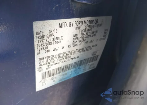 2013 Ford Explorer Xlt из США, поврежденный, VIN 1FM5K8D8XDGC50448